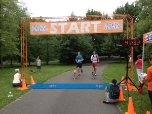 I ran ahead to get a photo of the finish line (it is the finish line, even though it says "Start")